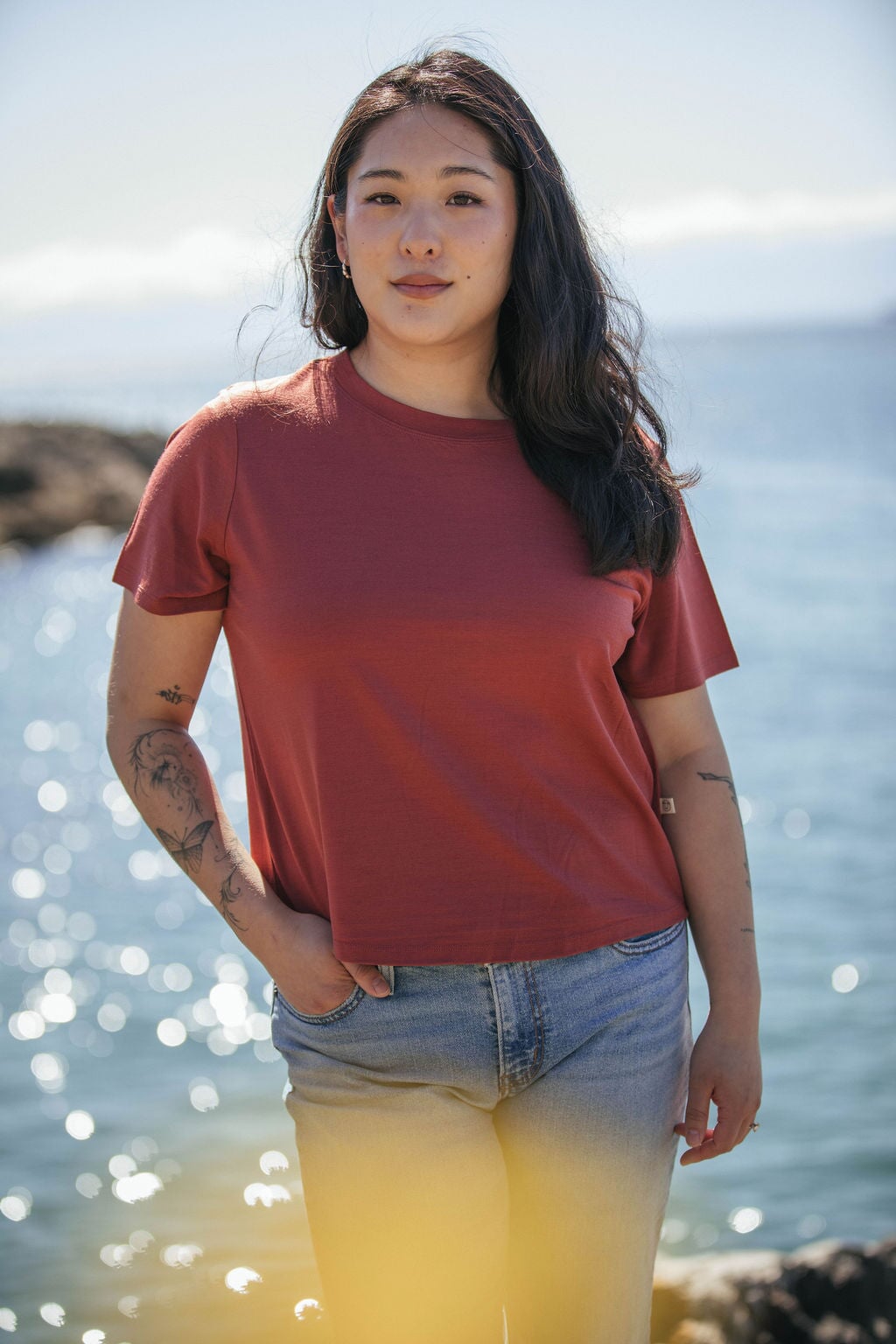 Boxy T-Shirt | Esther is wearing size Medium, height 5.5"