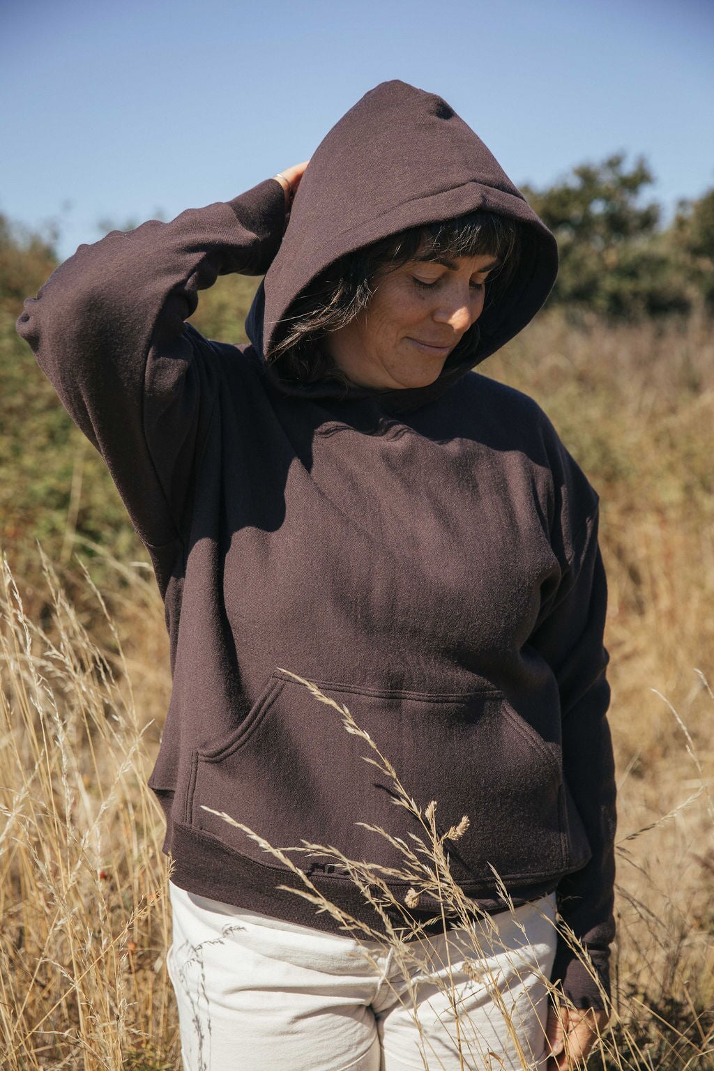 Hoodie | Norah is wearing size Medium, height is 5.6"