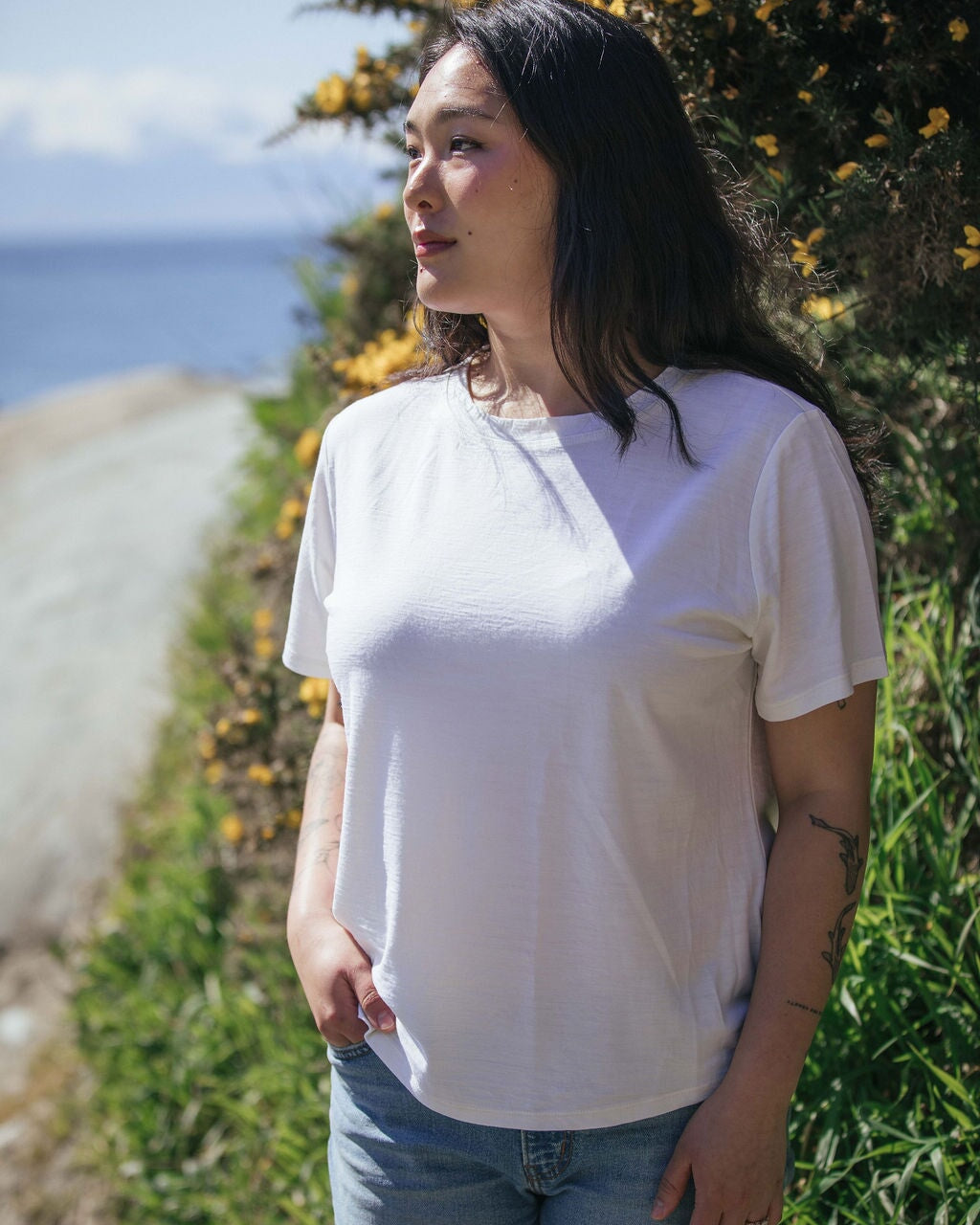Long Boxy T-Shirt| Esther is wearing size Medium,  height 5.5"
