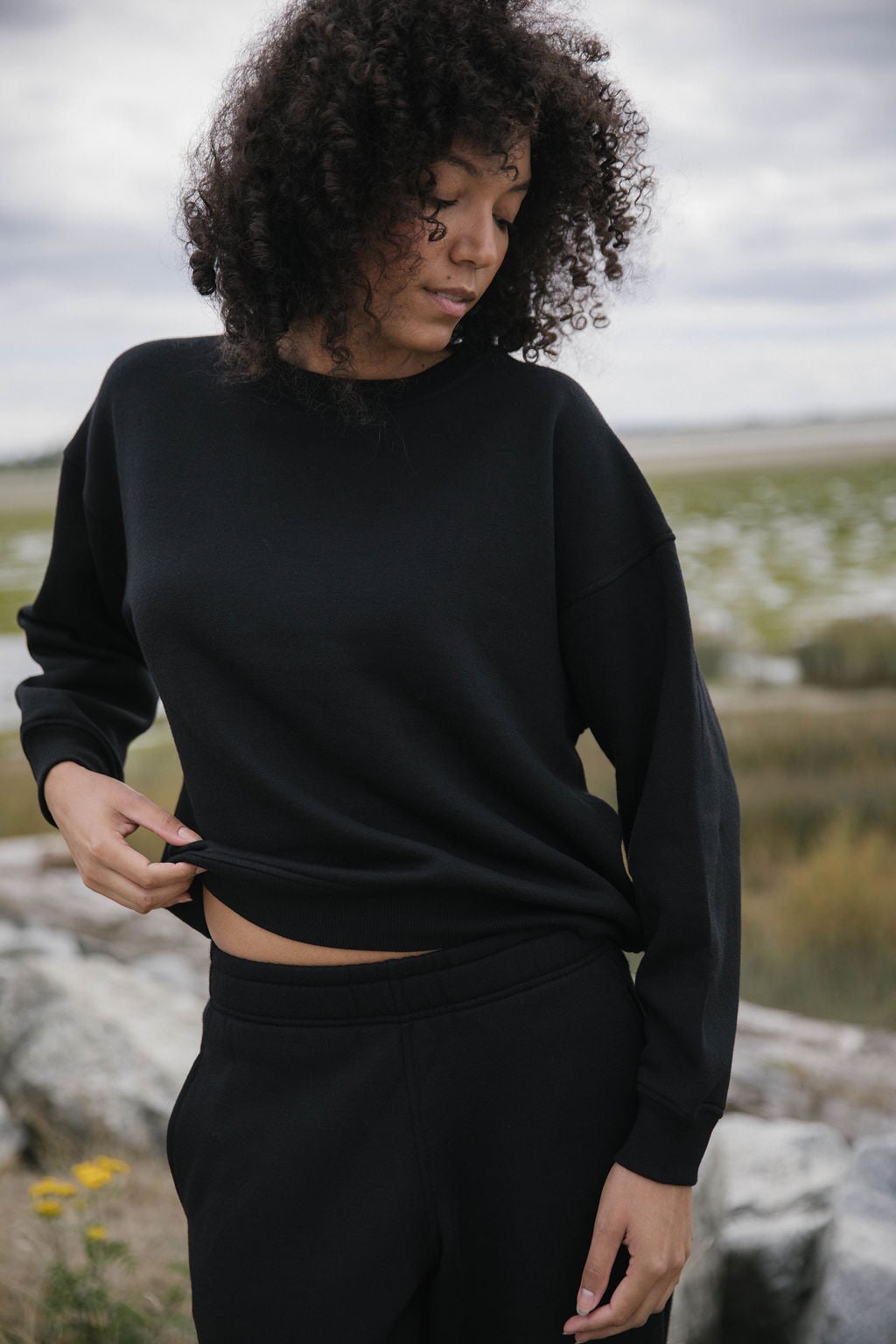 Merino Crew Sweatshirt | Model is wearing size Small, height 5.9"