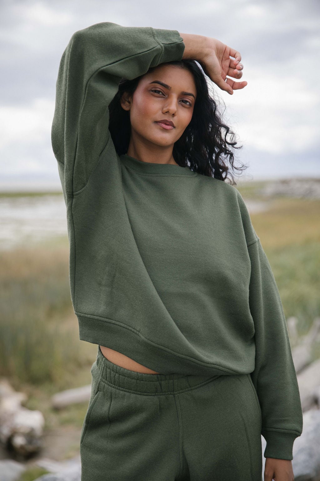 Merino Crew Sweatshirt | Model is wearing size XSmall, height 5.4"