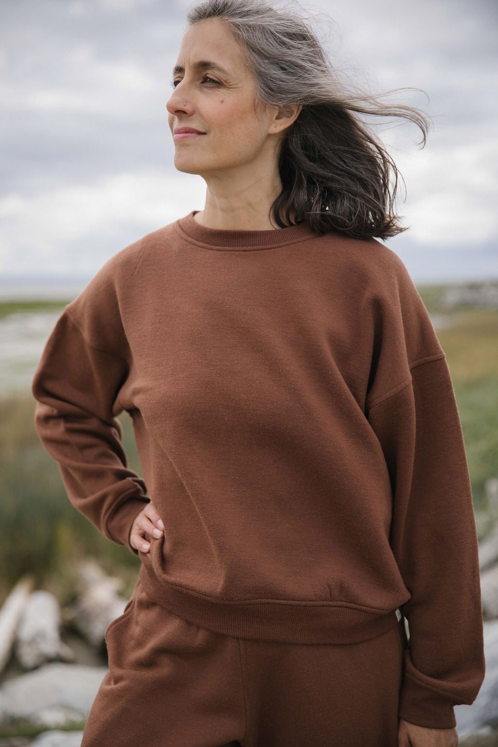 Merino Crew Sweatshirt | Model is wearing size Medium, height 5.9"