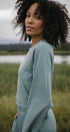 Merino Flowy Top | Model wearing size Small, height 5.9"