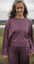Merino Flowy Top | Model wearing size Medium, height 5.9"