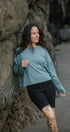 Merino Flowy Top | Model wearing size Small, height 5.4"