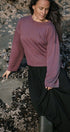 Merino Flowy Top | Model wearing size Small, height 5.4"