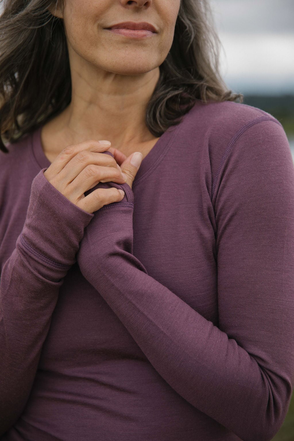 Merino Interlock Thermal Top with Thumbholes