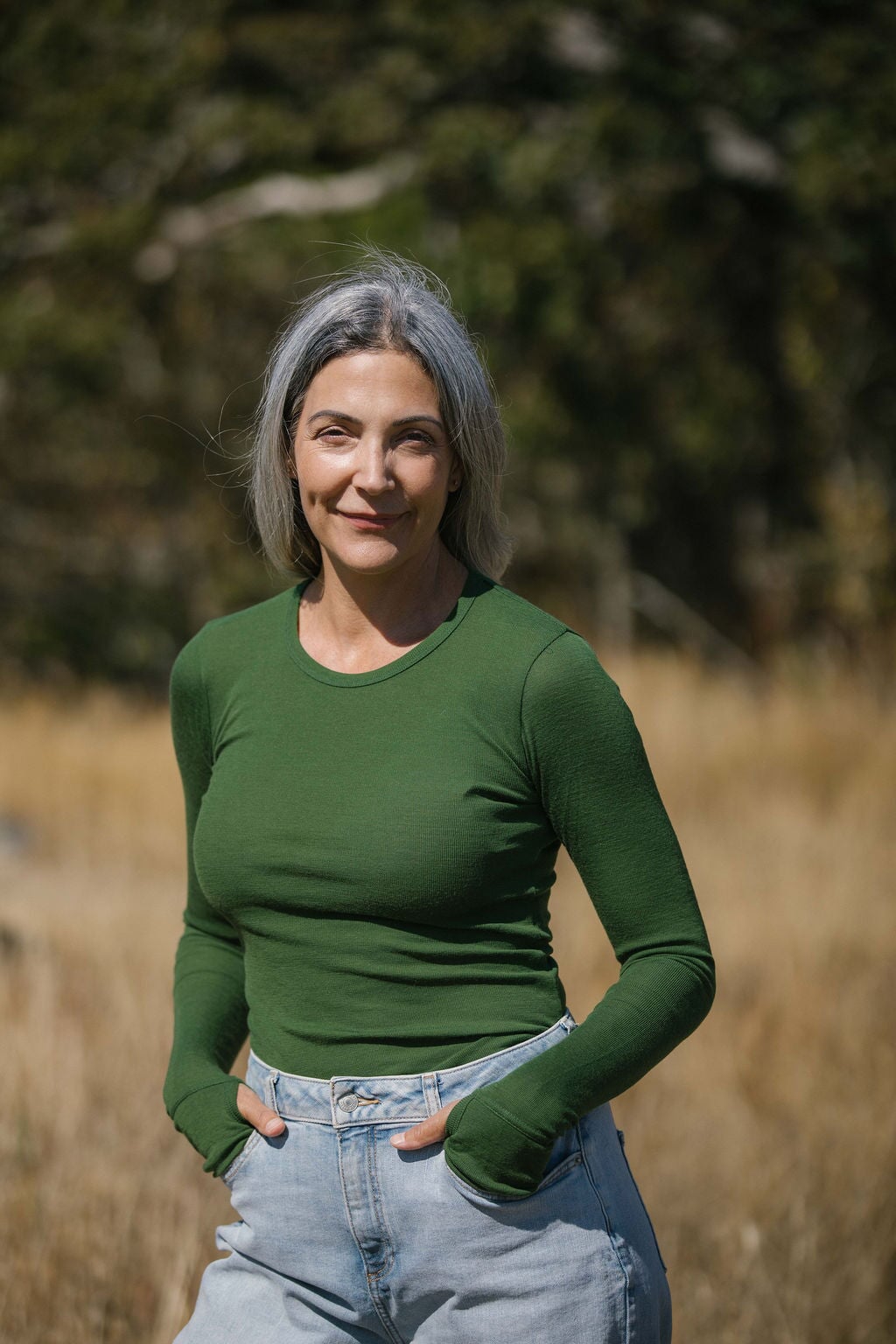 Merino Long Sleeve Top With Thumbholes