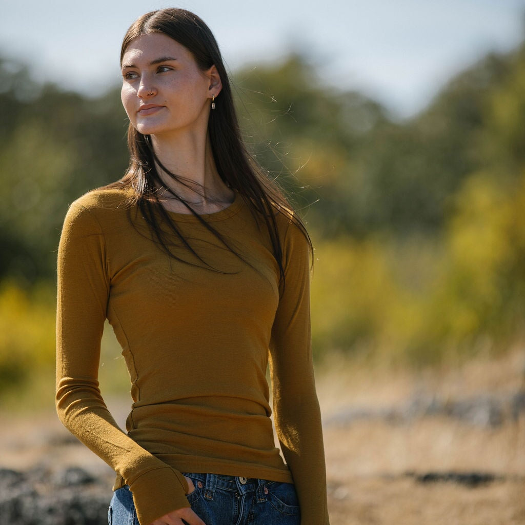 Merino Long Sleeve Top With Thumbholes