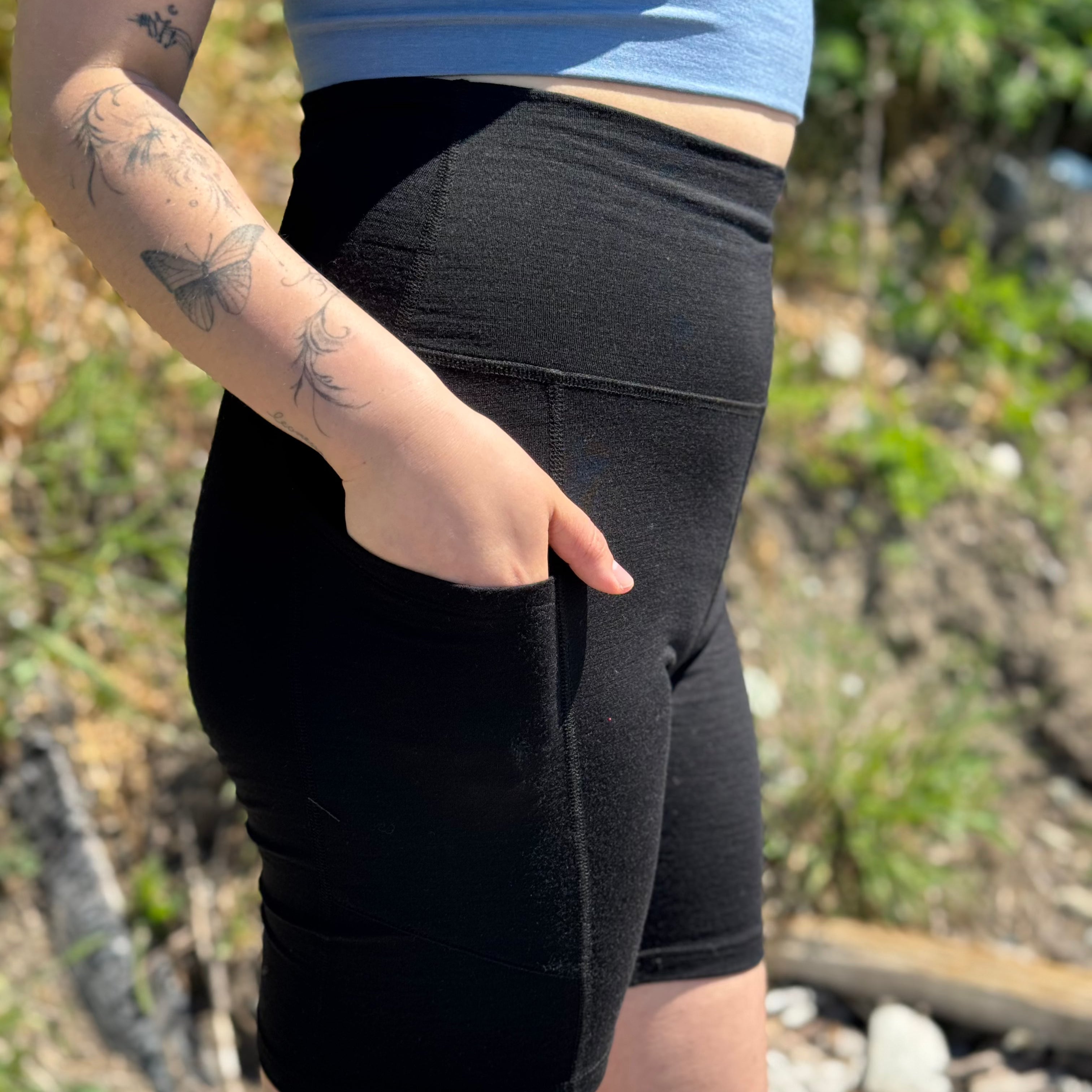 Pocket Bike Shorts | Esther is wearing size Medium, height is 5.5"