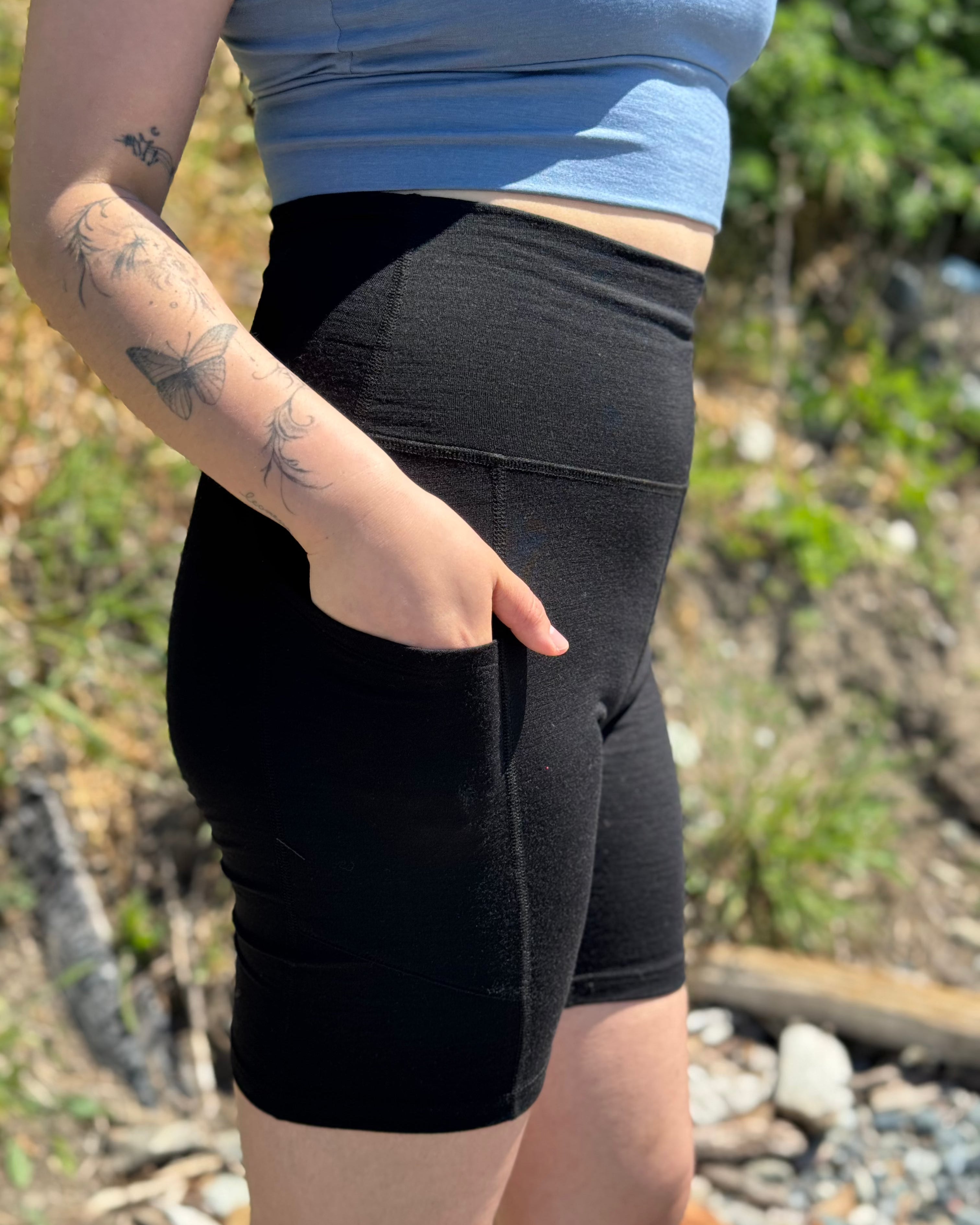 Pocket Bike Shorts | Esther is wearing size Medium, height is 5.5"