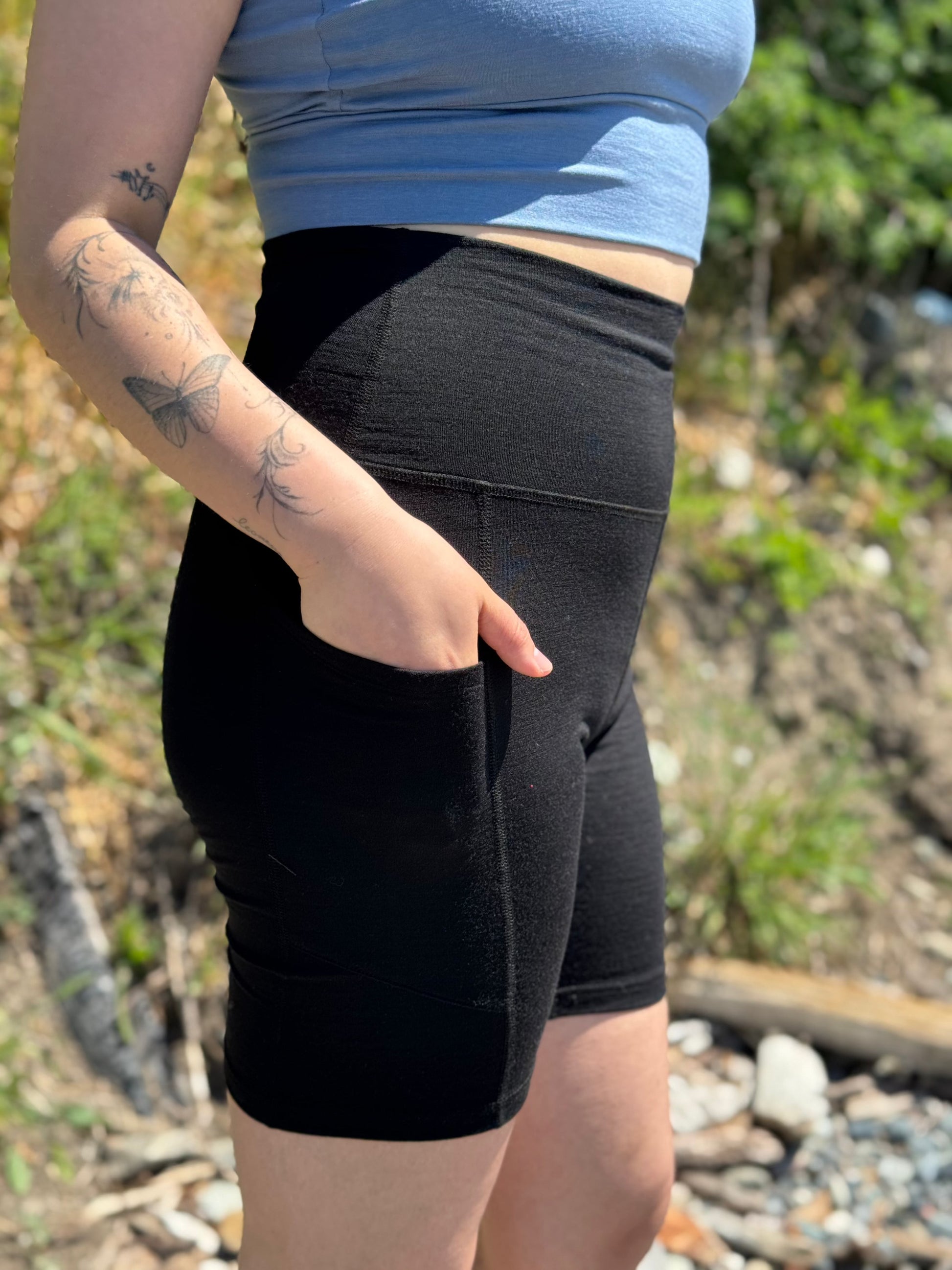 Pocket Bike Shorts | Esther is wearing size Medium, height is 5.5"