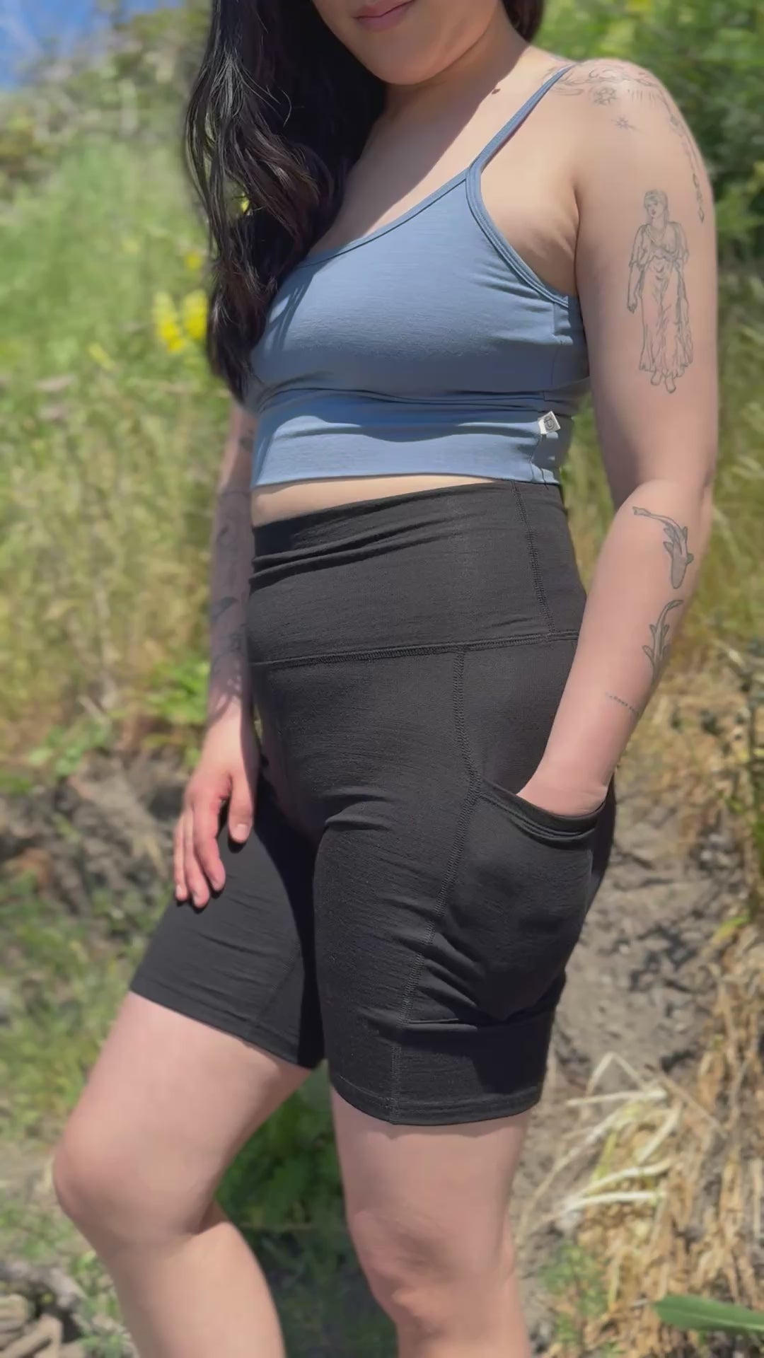 Pocket Bike Shorts | Esther is wearing size Medium, height is 5.5"