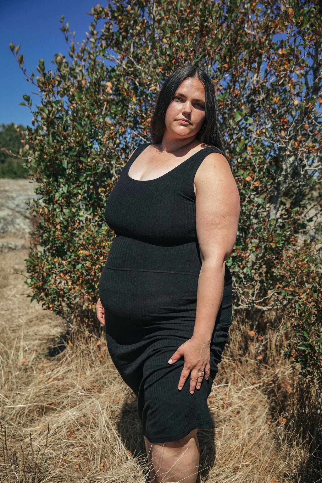 Rib Pencil Skirt | Sybil is wearing size 3XLarge, height 5.6"