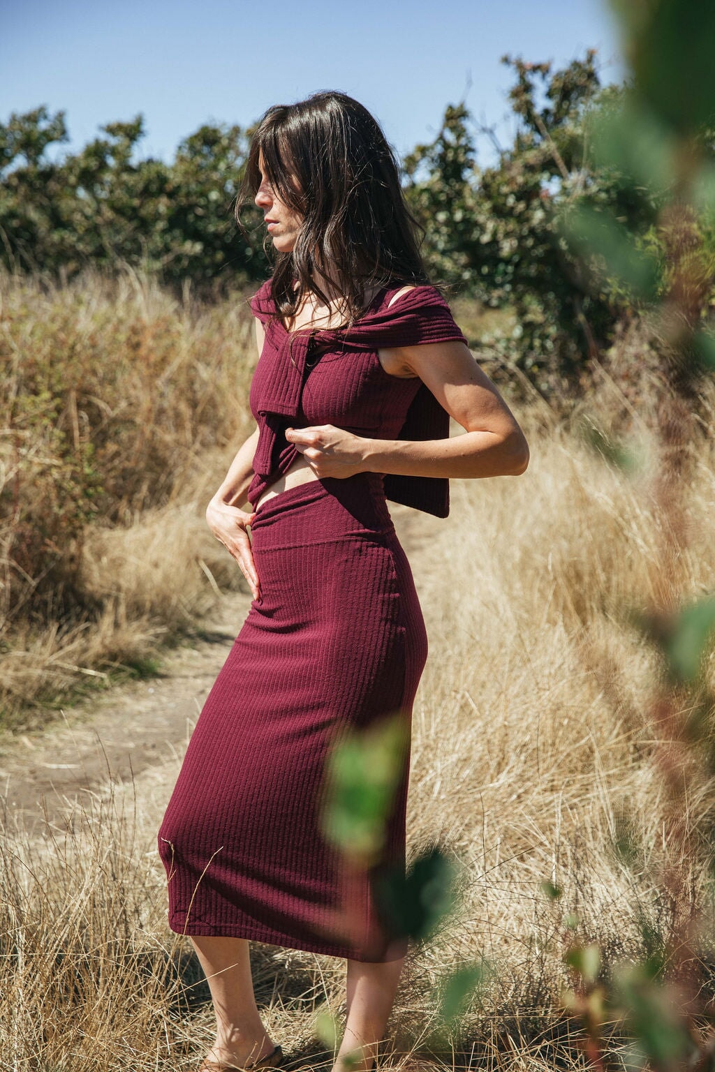 Rib Pencil Skirt | Stela is wearing size XSmall, height 5.7"