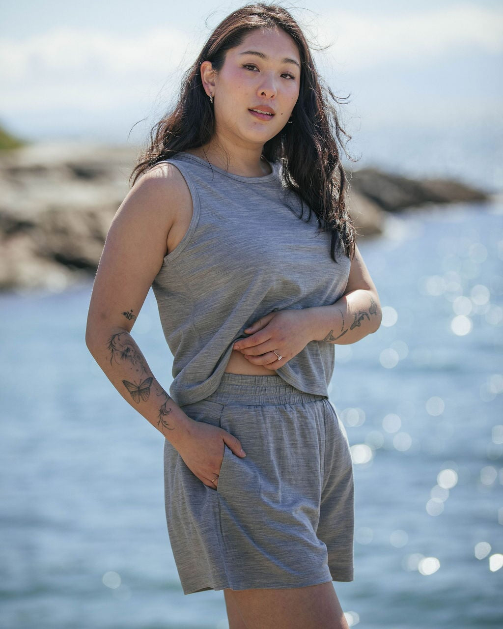 Shorts | Esther is wearing size Medium, height 5.5"