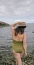 Swimsuit | Norah is wearing size Medium, height is 5.6"