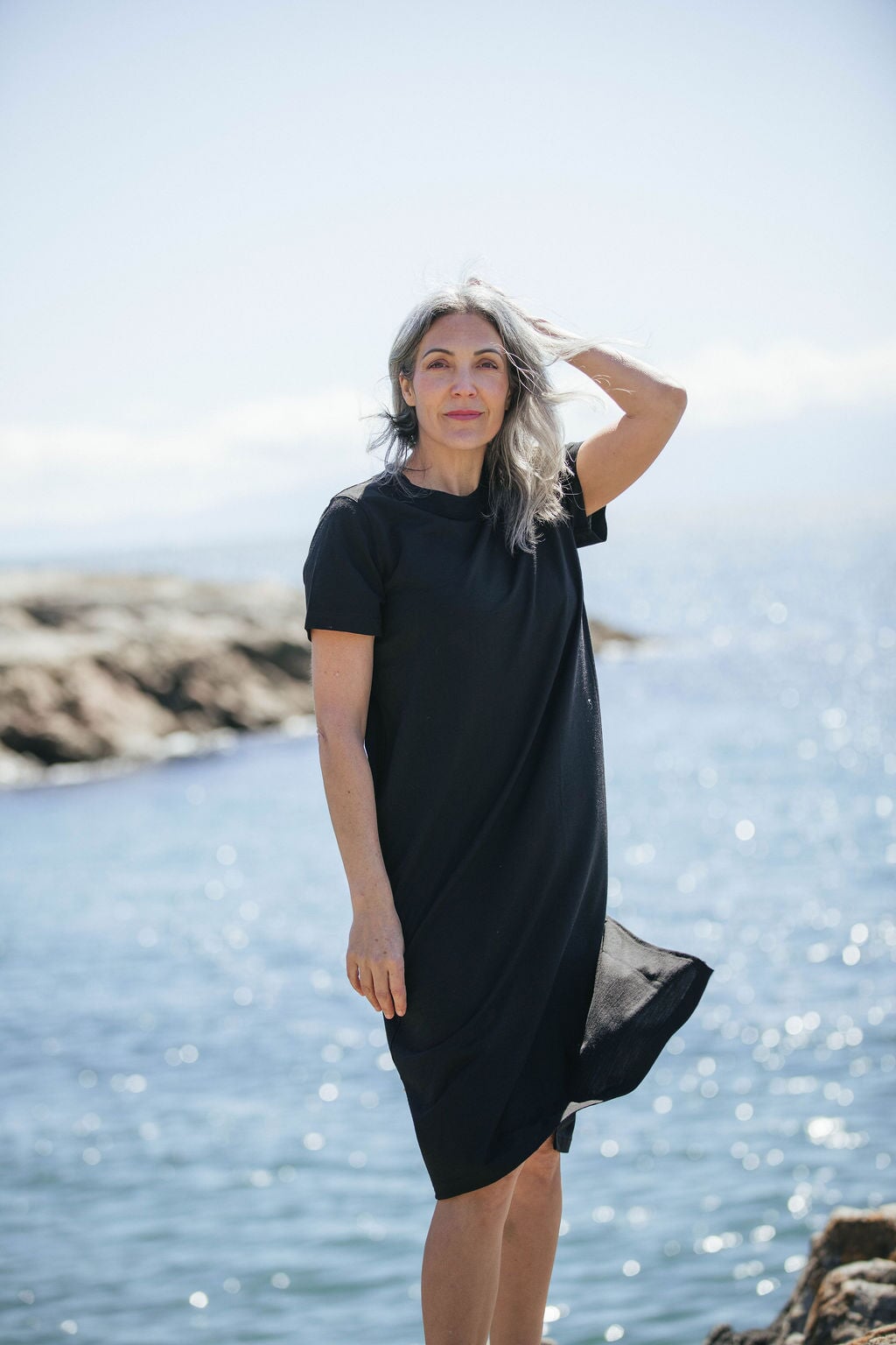 T-Shirt Dress | Lhasa is wearing size Small,  height 5.6"
