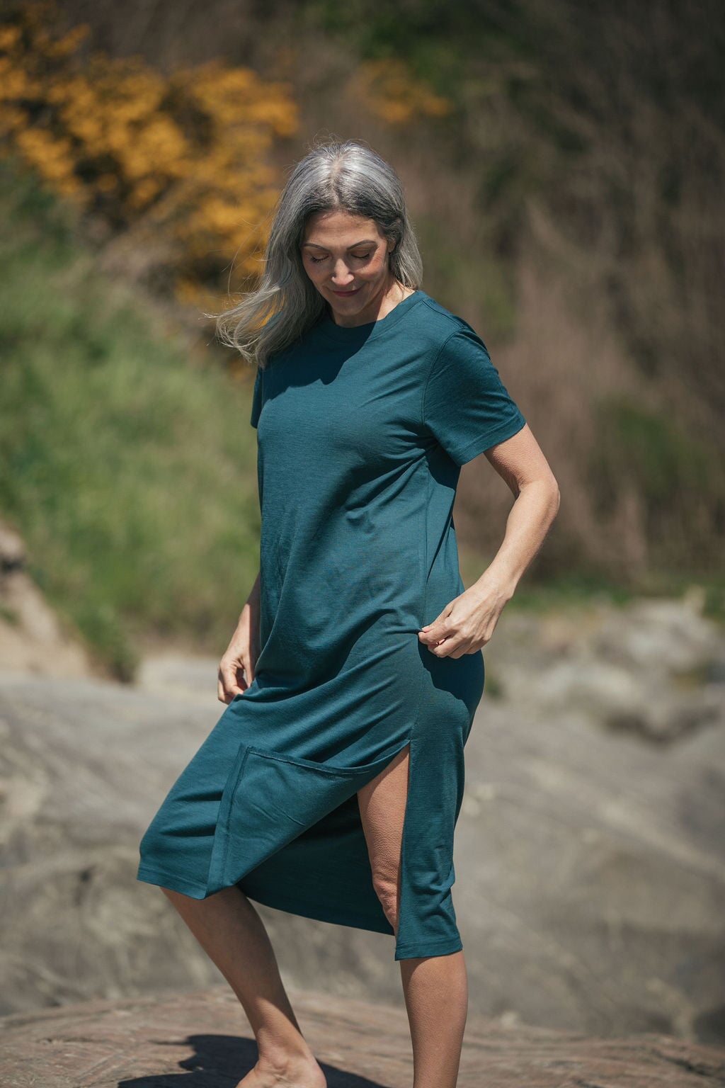 T-Shirt Dress | Lhasa is wearing size Small,  height 5.6"