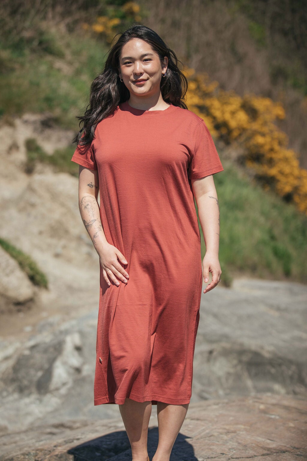 T-Shirt Dress | Esther is wearing size Medium,  height 5.5"