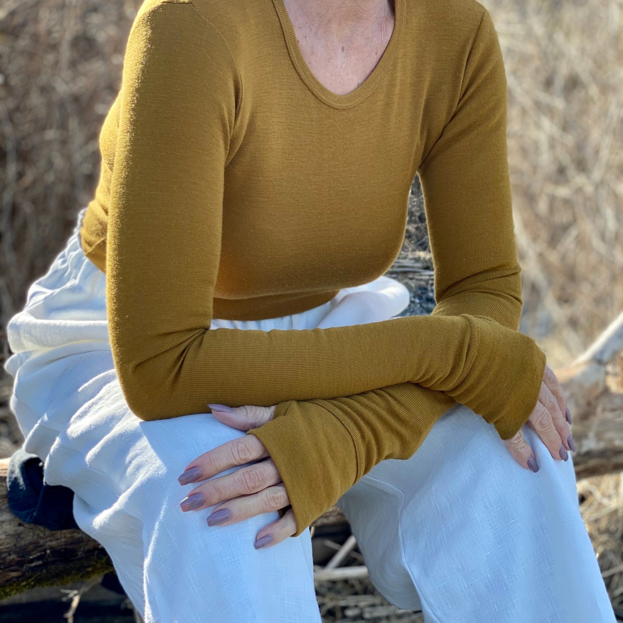 Long Sleeve Top With Thumbholes